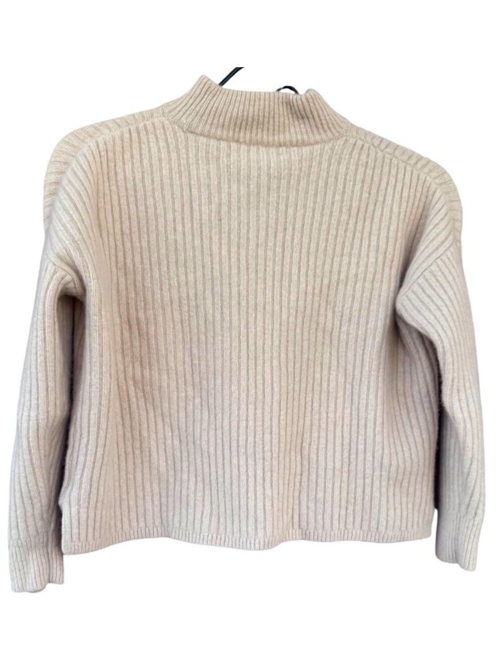 Madewell Womens Small Beige Recycled Cashmere Wool Ribbed Mockneck Sweater - Picture 4 of 7